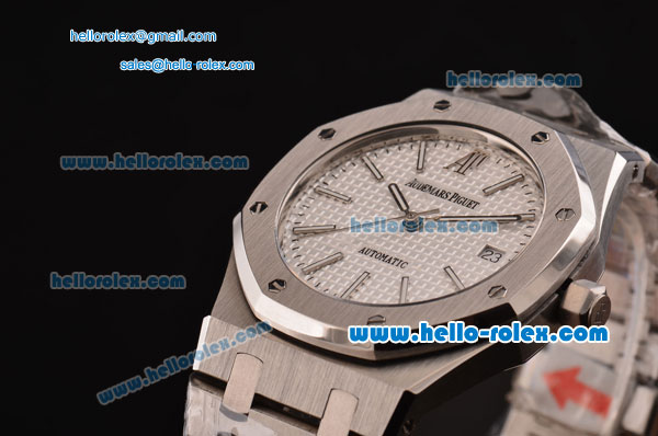 Audemars Piguet Royal Oak Swiss ETA 2836 Automatic Steel Case with Stick Markers and White Dial - Click Image to Close